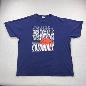 Vintage 1996 NCAA George Washington Colonials T-Shirt Velva Sheen Navy XXL